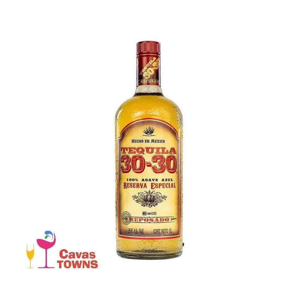 Tequila 30-30 Reposado 100% Agave - 1L - Cavas Towns Tequila 30-30 Reposado 100% Agave - 1L - Cavas Towns