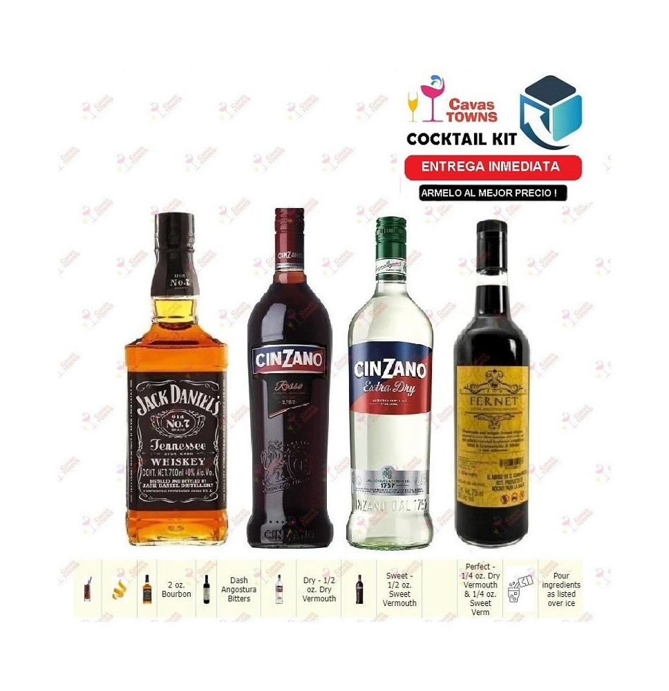 Cocktail Kit Manhattan - 1 Receta Recipe - Cavas Towns